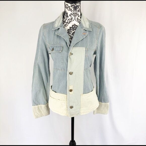 Anthro Holding Horse Patchwork Denim Jacket - Picture 2 of 8